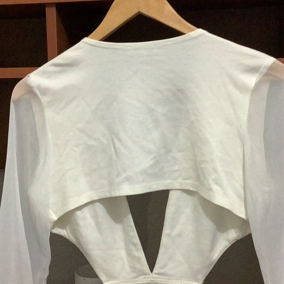 Fashion Nova White Peplum Cut Out Bodysuit - Picture 4 of 8